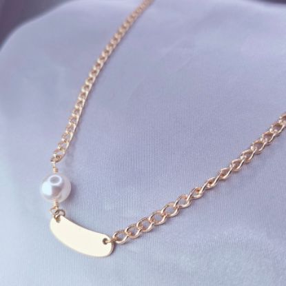 Imagen de Collar Perla y Placa de Oro Talla 43046