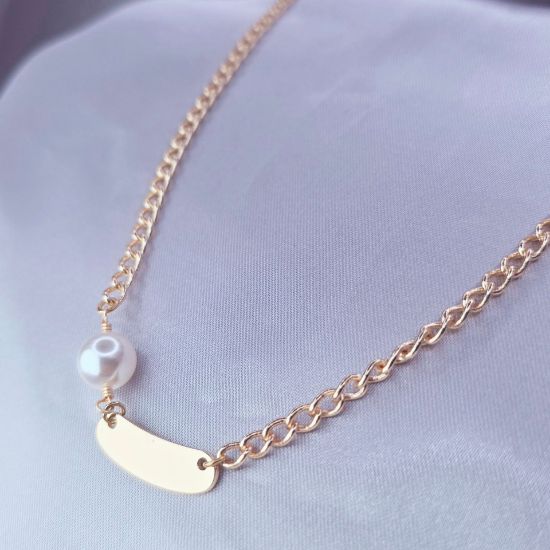 Imagen de Collar Perla y Placa de Oro Talla 43046