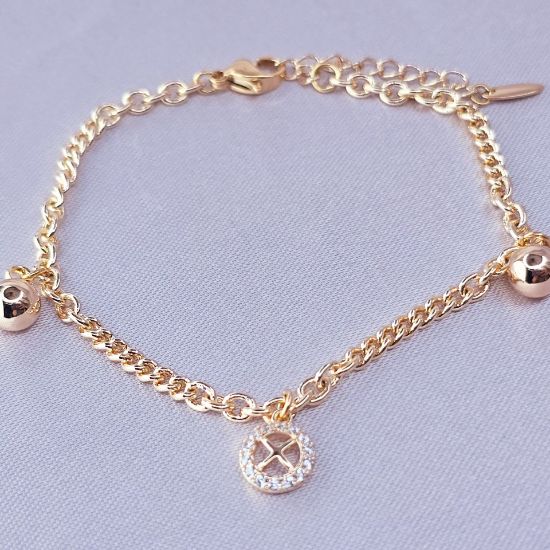 Imagen de Pulsera Dos Esferas Círculo y Cruz
