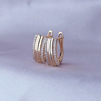 Imagen de Huggie Rectángulo Dorado con Dos Caminos