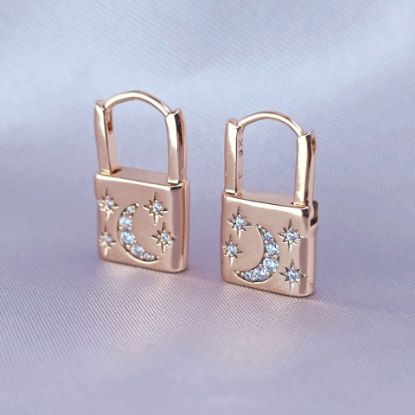 Imagen de Huggie Candado Luna y Cuatro Estrellas