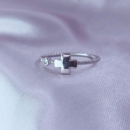 Imagen de Anillo Cruz con Pequeño Brillo