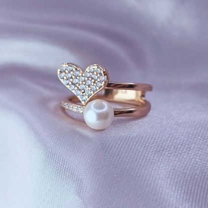 Imagen de Anillo Corazón y Perla de Cristal