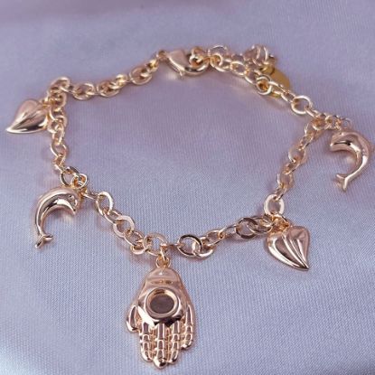 Imagen de Pulsera Corazón, Delfín y Hamsa