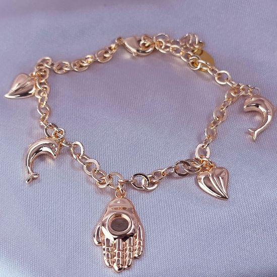 Imagen de Pulsera Corazón, Delfín y Hamsa