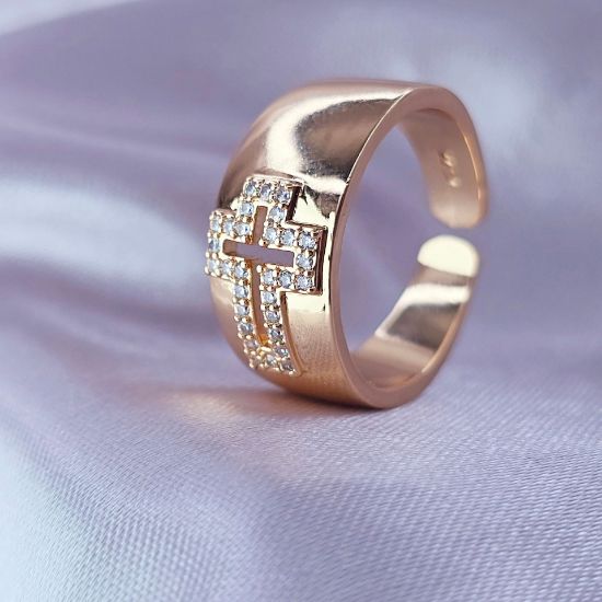 Imagen de Anillo Argolla con Cruz 9