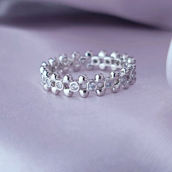 Imagen de Anillo Semiabierto Esferas Reales Talla 8