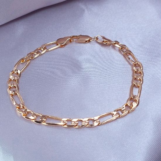 Imagen de Pulsera Tejido Cartier o Fígaro Oro Dorado Talla 1905