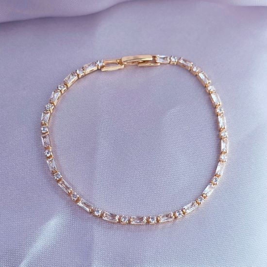 Imagen de Pulsera Rectángulos y Circulos de Cristal  1702