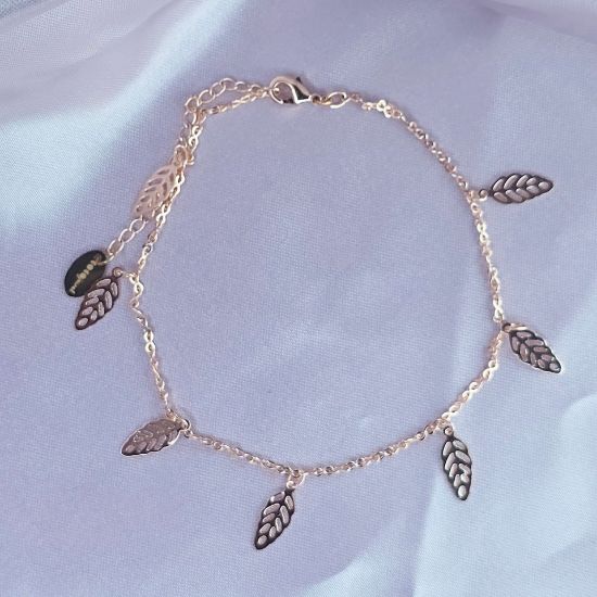 Imagen de Pulsera Tobillera Siete Hojas de Oro  2202