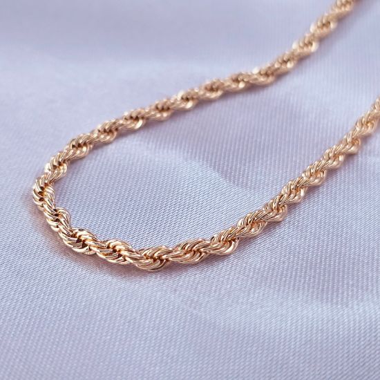 Imagen de Cadena Tejido Cordón Salomónico o Torzal  Oro Dorado  5002