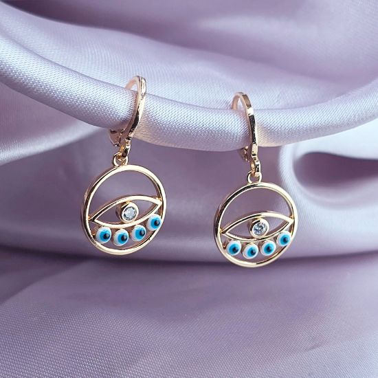 Imagen de Arete Ojitos Azul Turquesa Vibrantes