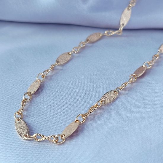 Imagen de Cadena Tejido Óvalo Diamantado Infinito Oro Dorado Talla 4505