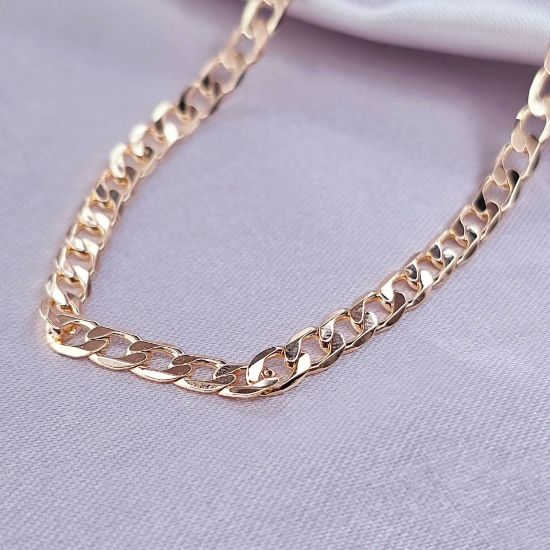 Imagen de Cadena Tejido Barbada Abierta en Oro Dorado Talla 5005