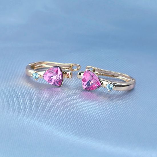 Imagen de Huggie Corazón Swarovski Rosa