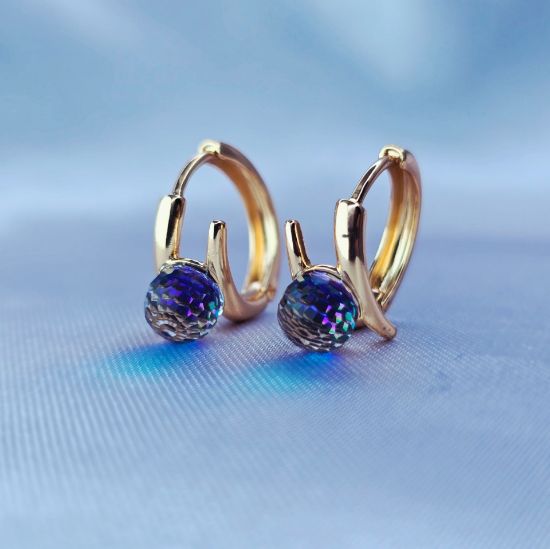 Imagen de Huggie Bola de Fuego Swarovski Morado Tornasol