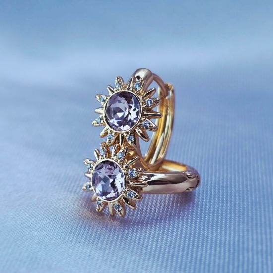 Imagen de Huggie Flor Swarovski Malva