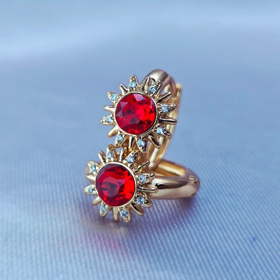 Imagen de Huggie Flor Swarovski Rojo