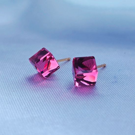 Imagen de Broquel Cubo Próspero Swarovski Frambuesa