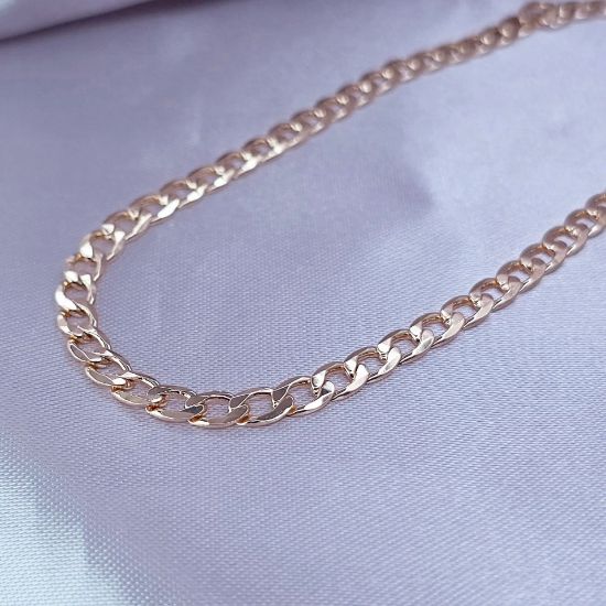 Imagen de Cadena Tejido Barbada Abierta Oro Dorado Talla 4505