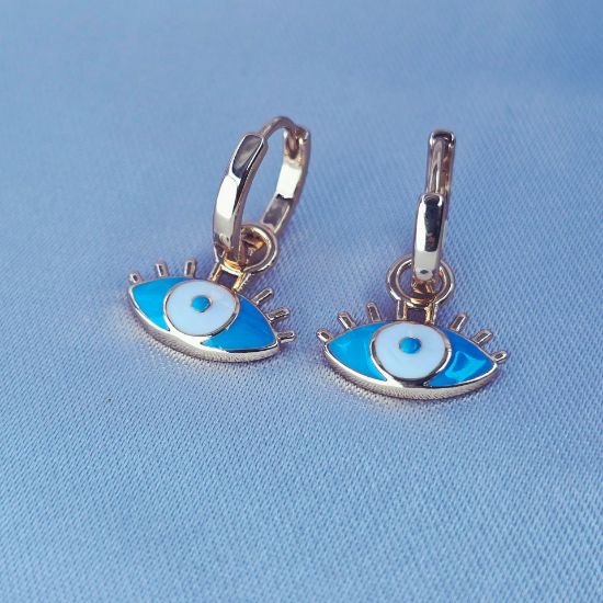Imagen de Arete Desmontable Ojo Turco azul