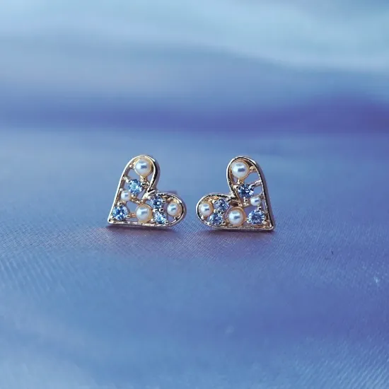 Imagen de Broquel Corazón Perlas Rosas