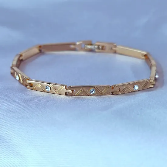 Imagen de Pulsera Vagones de Oro con Cristales  1803