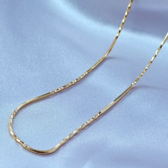 Imagen de Cadena Cola Topo o Ratón con Torcido Oro Dorado