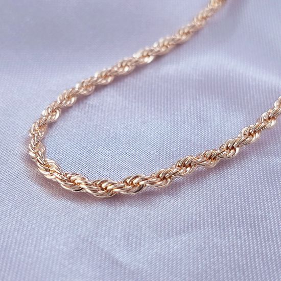 Imagen de Cadena Tejido Cordón Salomónico o Torzal Oro Dorado Talla 6003