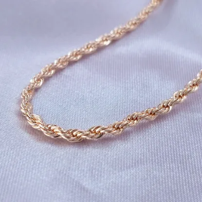 Imagen de Cadena Tejido Cordón Salomónico o Torzal Oro Dorado Talla 5503