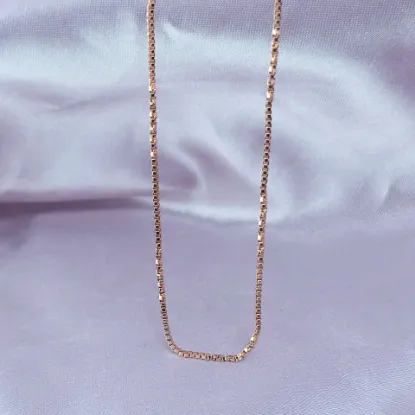 Imagen de Cadena Tejido Bismark o Cubos Oro Dorado Talla 4501