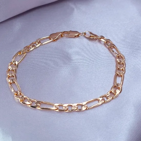 Imagen de Pulsera Tejido Cartier o Fígaro Oro Dorado Talla 1905