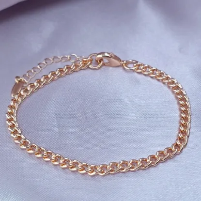 Imagen de Pulsera Tejido Barbada Cerrada Oro Dorado Talla 1904