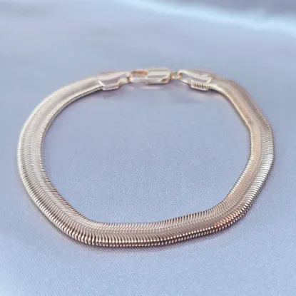 Imagen de Pulsera Tejido Panza de Víbora Oro Dorado Talla 1906