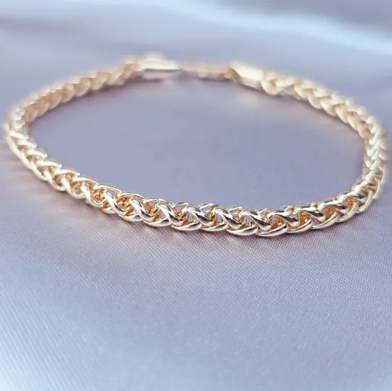 Imagen de Pulsera Tejido Trigo Oro Dorado Talla 1904