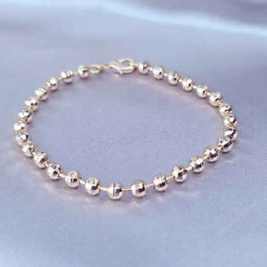 Imagen de Pulsera Tejido Esferas o Municiones 3D Oro Dorado Talla 1704