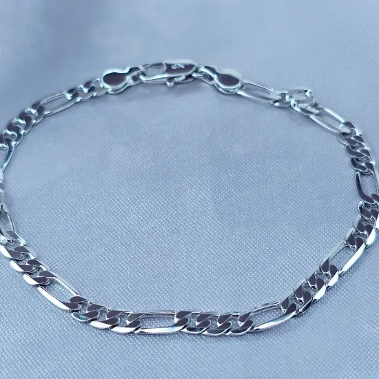 Imagen de Pulsera Tejido Cartier o Fígaro Oro Blanco Talla 1804