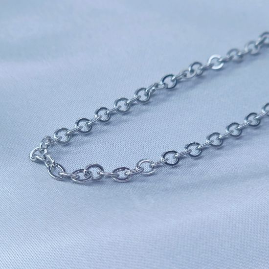 Imagen de Cadena Tejido Aros Oro Blanco  4503