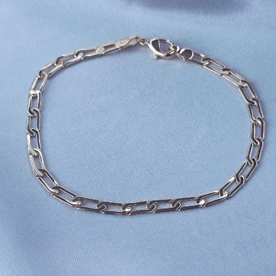 Imagen de Pulsera Tejido Eslabones Rectangulares Entrelazados Oro Dorado  2004