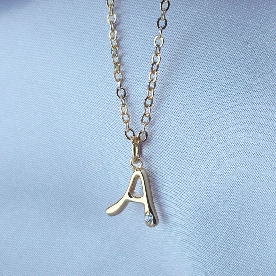 Imagen de Collar con Pequeño Brillo Inicial A  4501