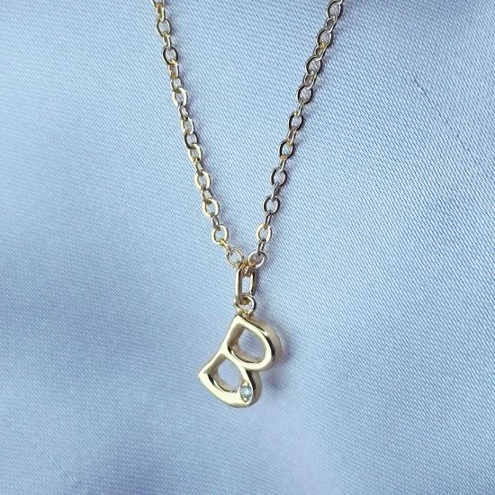 Imagen de Collar con Pequeño Brillo Inicial B  4501