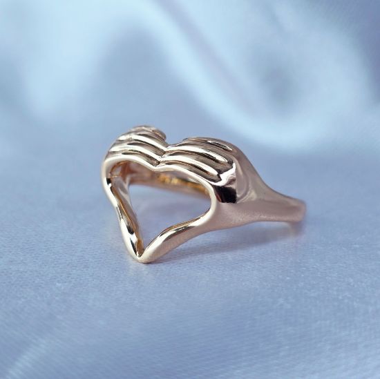 Imagen de Anillo Semiabierto Corazón de Oro  8