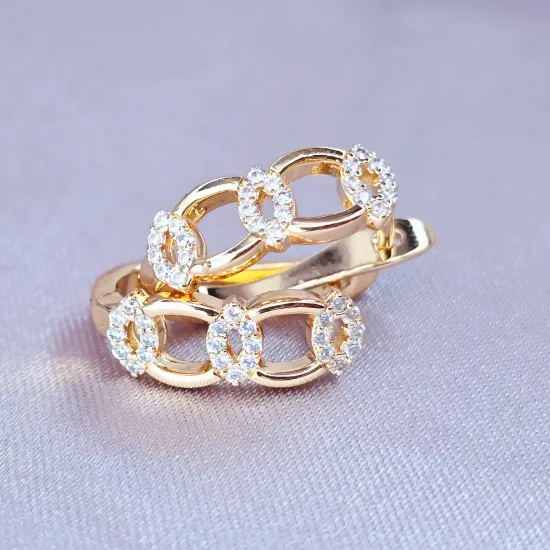 Imagen de Huggie Aros y Eslabones con Cristales