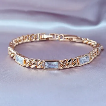 Imagen de Pulsera Cinco Rectángulos de Cristal  1605