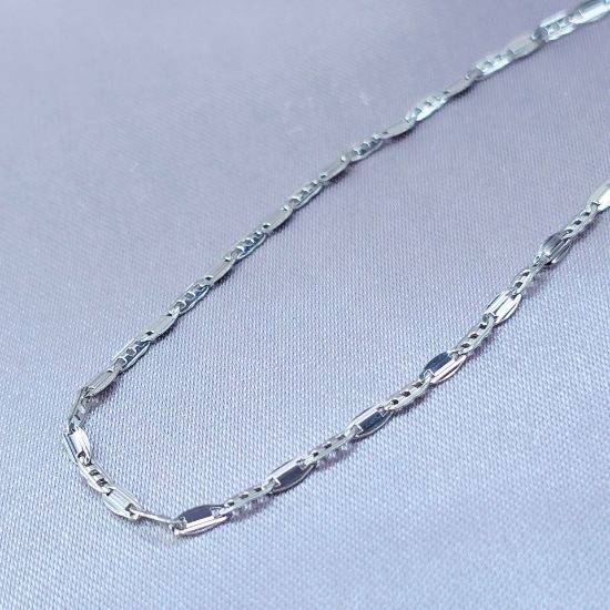 Imagen de Cadena Tejido Gucci Plana Tres y Uno Oro Blanco Talla 5002