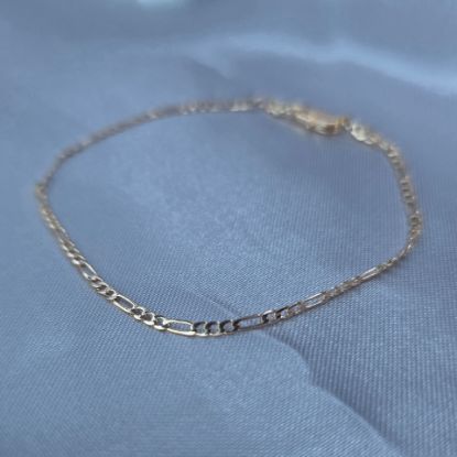 Imagen de Pulsera Tejido Cartier o Fígaro Oro Dorado Talla 1802