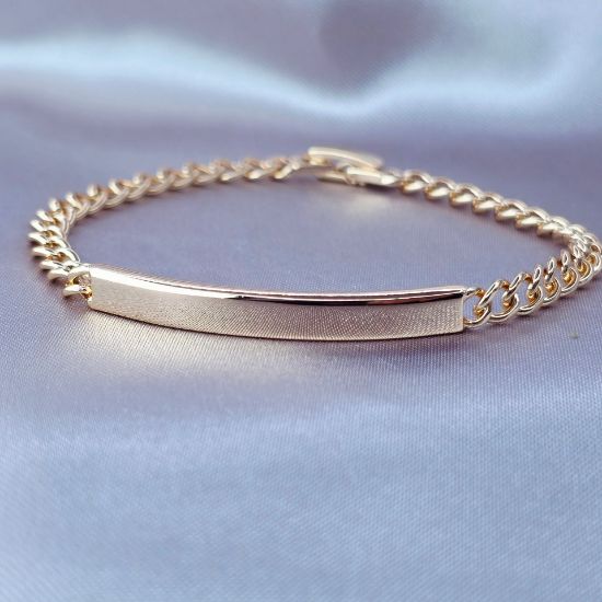 Imagen de Pulsera Esclava Barbada Abierta Liso Oro Dorado Talla 1904