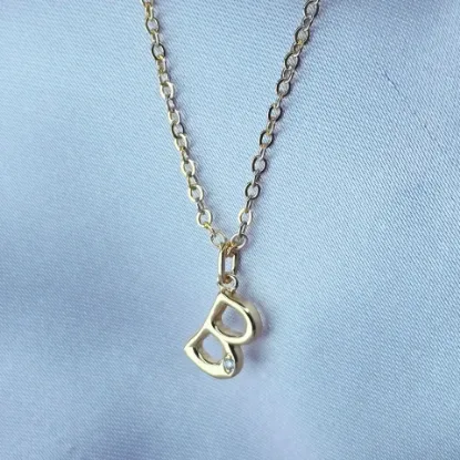 Imagen de Collar con Pequeño Brillo Inicial B Talla 4501
