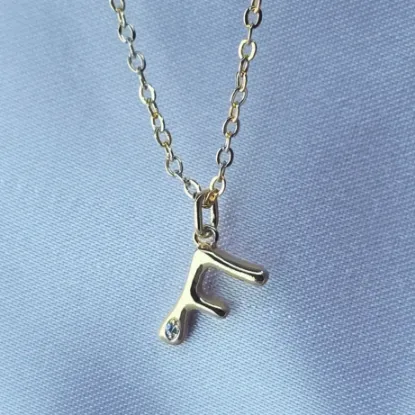 Imagen de Collar con Pequeño Brillo Inicial F Talla 4501