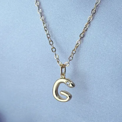 Imagen de Collar con Pequeño Brillo Inicial G Talla 4501